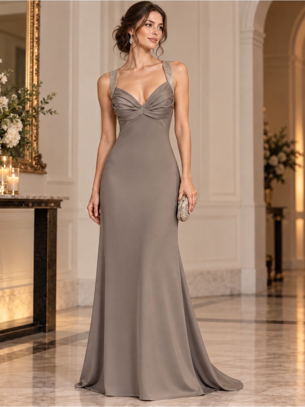 Calvin Klein Sequin Strap Maxi Gown Elegant Formal Holiday Christmas NYE Dress